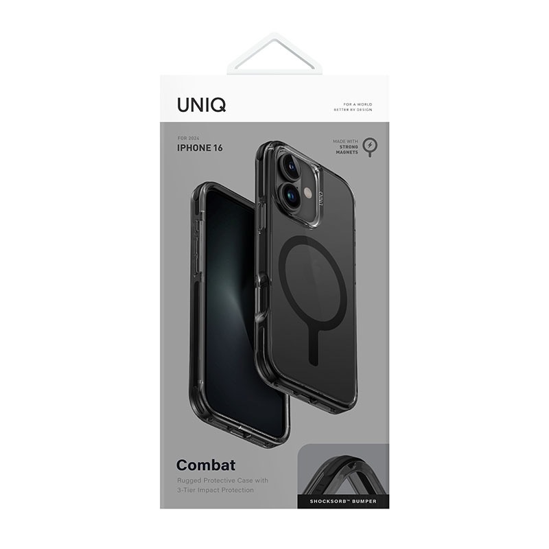 Uniq Combat MagClick MagSafe Charging Compatible Phone Case for iPhone 16 – Black