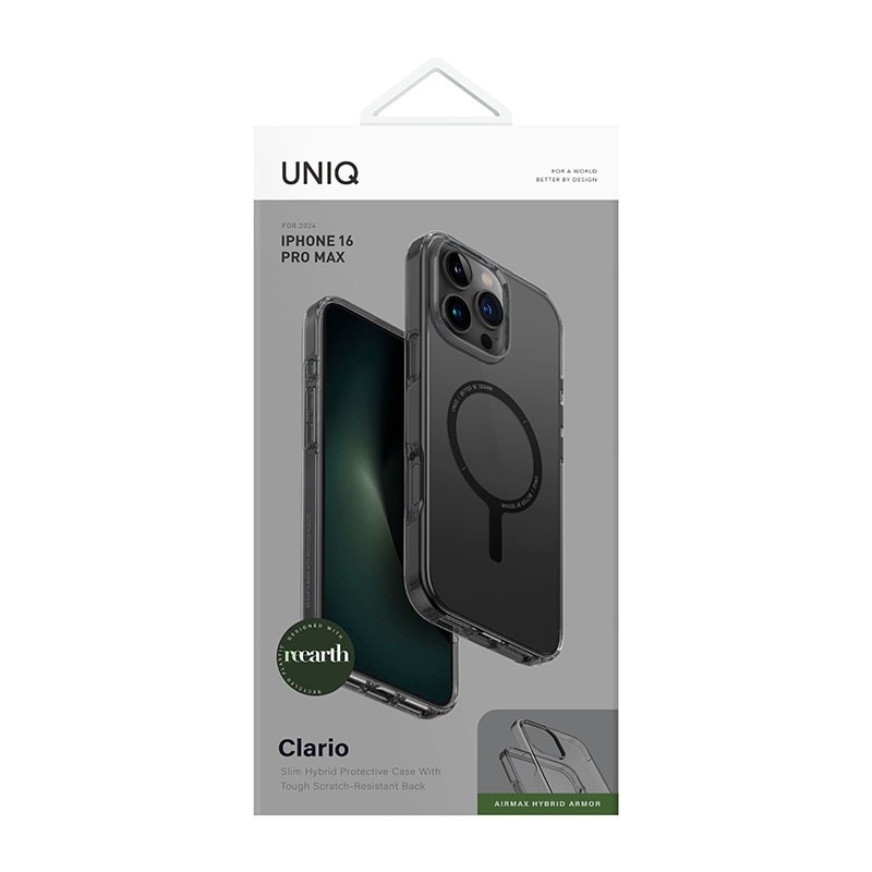 Uniq Clario MagClick MagSafe Charging Compatible Phone Case for iPhone 16 Pro Max – Smoke