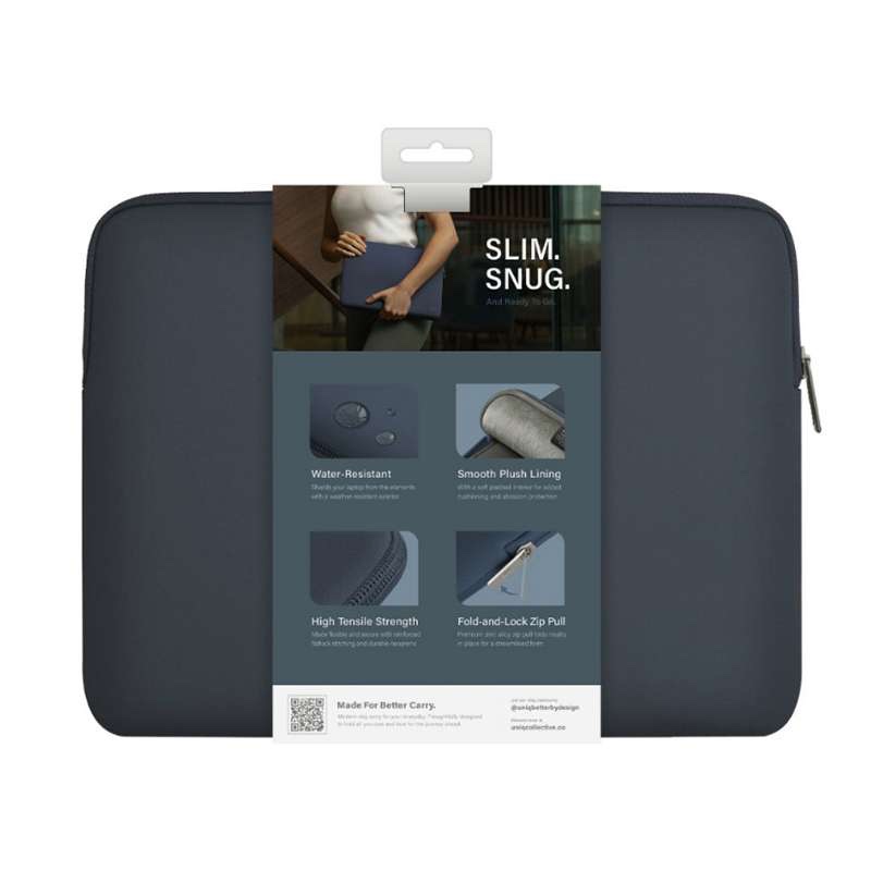 UNIQ Cyprus Protective Water Resistance Sleeve for Laptop and MacBook up to 14” – Onyx
