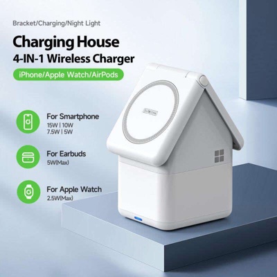 15W 4-in-1 Magnetic Wireless Charger by Duzzzona - W20 - White