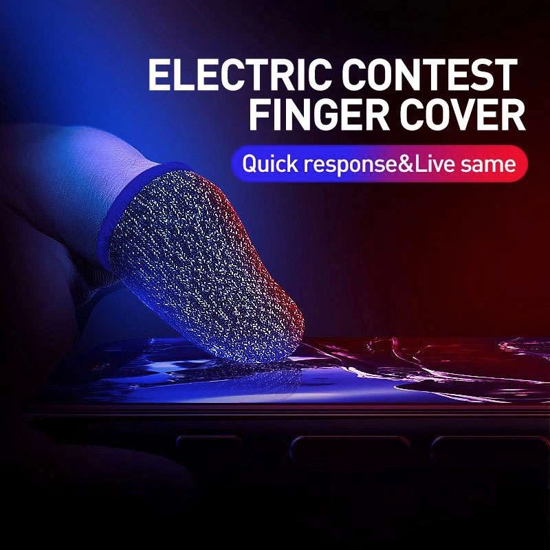 Plextone Nylon Mobile Gaming Finger Sleeve Sweat-Proof Finger Cover Non-slip Touch Screen - 2 Pack