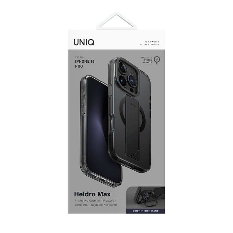 Uniq Heldro Max MagClick MagSafe Charging Compatible Phone Case for iPhone 16 Pro – Smoke