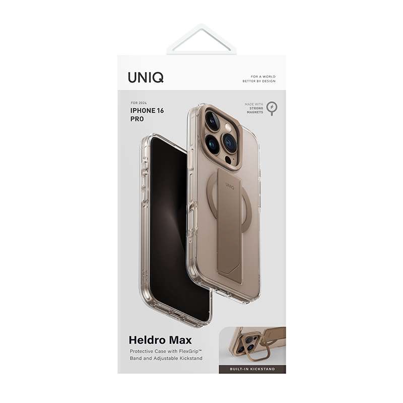 Uniq Heldro Max MagClick MagSafe Charging Compatible Phone Case for iPhone 16 Pro – Taupe Gold