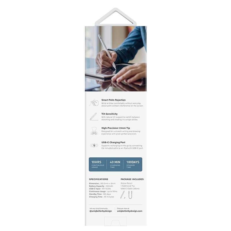 UNIQ Pixo Lite 2.0 Magnetic Stylus With Wireless Charging for iPad – Dove (White)