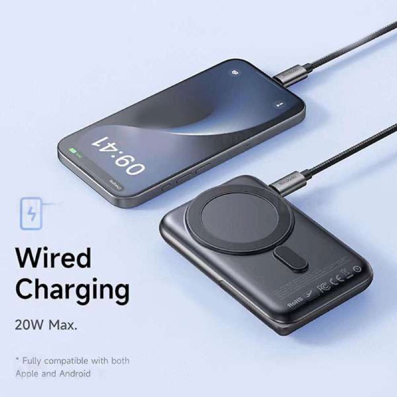 Mcdodo 2 in1 10,000 mAh 20W+15W Wireless Power Bank with foldable stand - Black