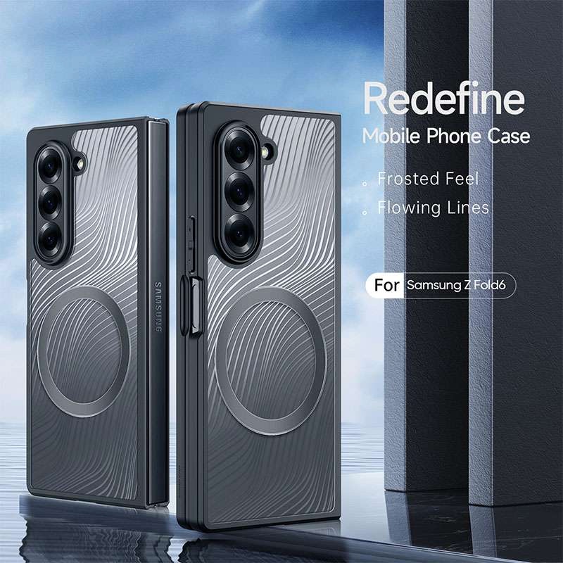 Aimo Mag Series MagSafe Compatible Phone Case for Samsung Galaxy Z Fold 6 – Transparent Black