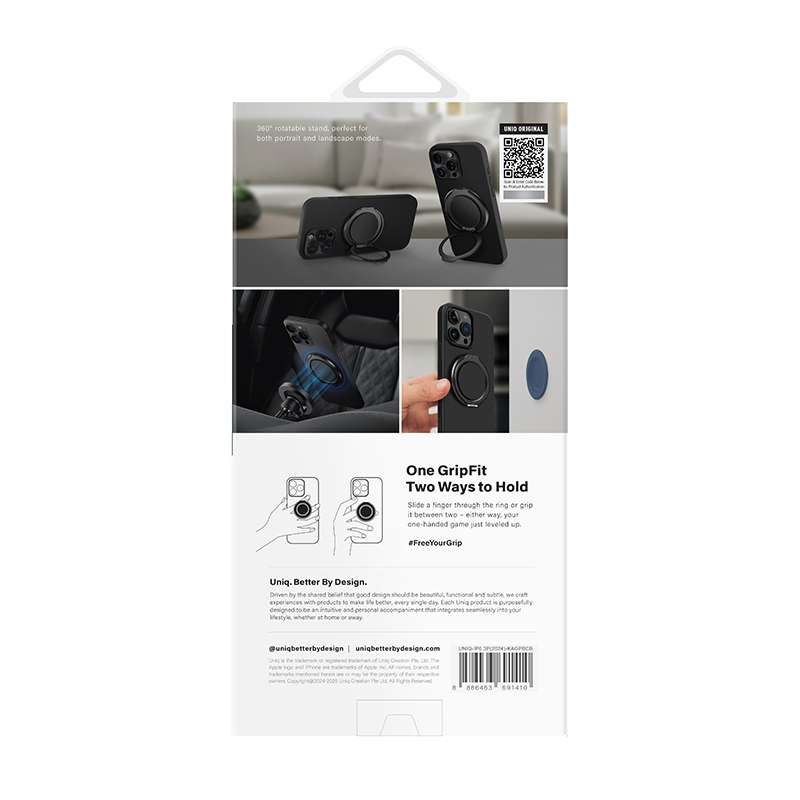 UNIQ Keva Air MagSafe Phone Case with GripFit Premium for iPhone 16 Pro - Carbon Black