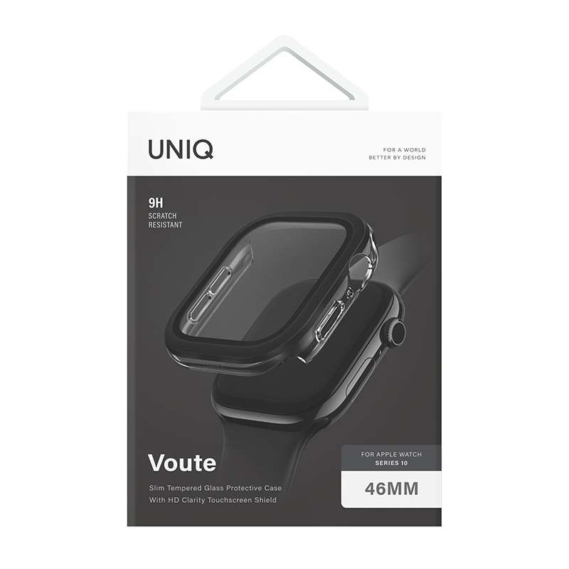 UNIQ Voute Case with Screen Protection for Apple Watch Series 10 46MM - Black