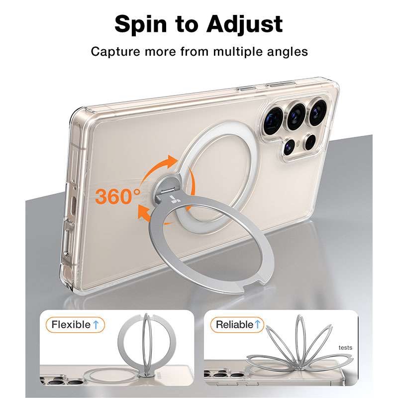 Torras Ostand Spin Magnetic (MagSafe Compatible) Series Phone Case for Samsung Galaxy S25 Ultra – Gold