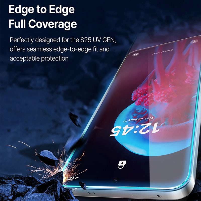 Whitestone Dome UV GEN Film For Samsung Galaxy S25 Ultra Hard Coated Film Screen Protector with UV light – 2 Pack of Film