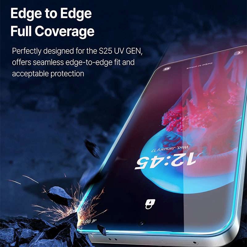 Whitestone Dome UV GEN Film For Samsung Galaxy S25 Plus Hard Coated Film Screen Protector with UV light – 2 Pack of Film