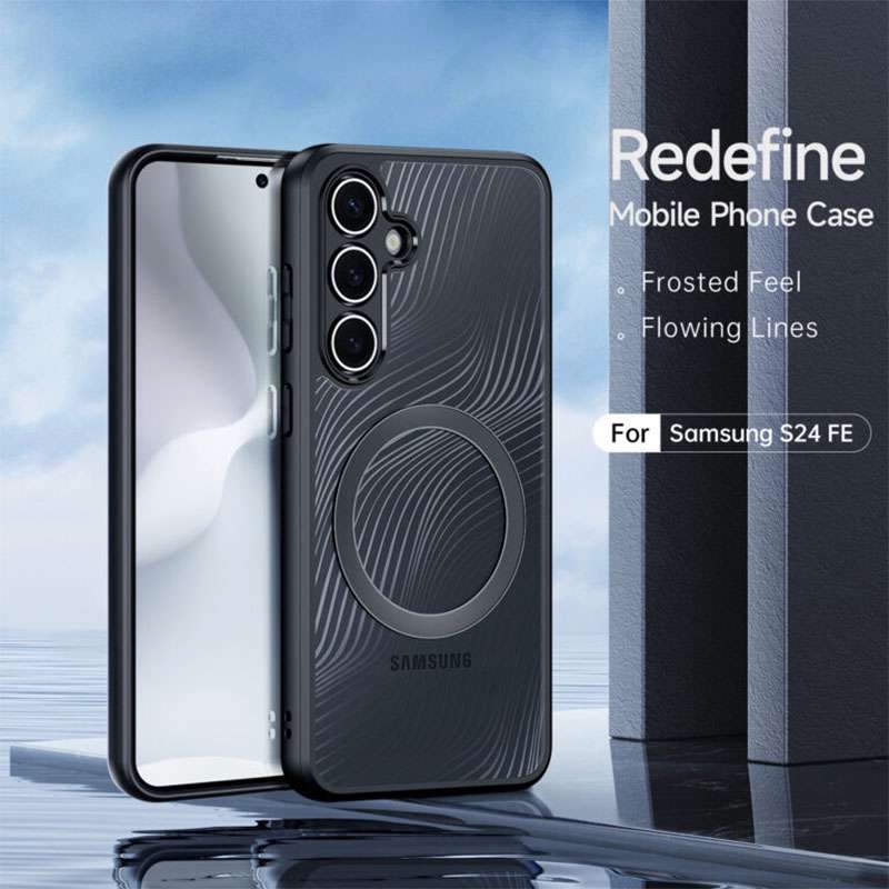 Aimo Mag Series MagSafe Compatible Phone Case for Samsung Galaxy S24 FE – Transparent Black