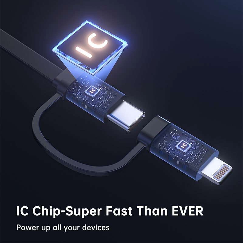 Choetech 75W Car Charger with Retractable 2in1 USB-C + Lightning Cable - TC0036