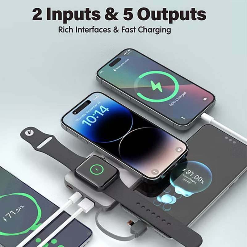 Choetech 10,000 mAh 2-in-1 MagSafe Wireless Power Bank with Apple watch Charger - Grey White