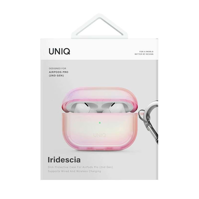 Uniq Iridescia Holographic Case for Apple AirPods Pro 2nd Gen with Carabiner – Pink