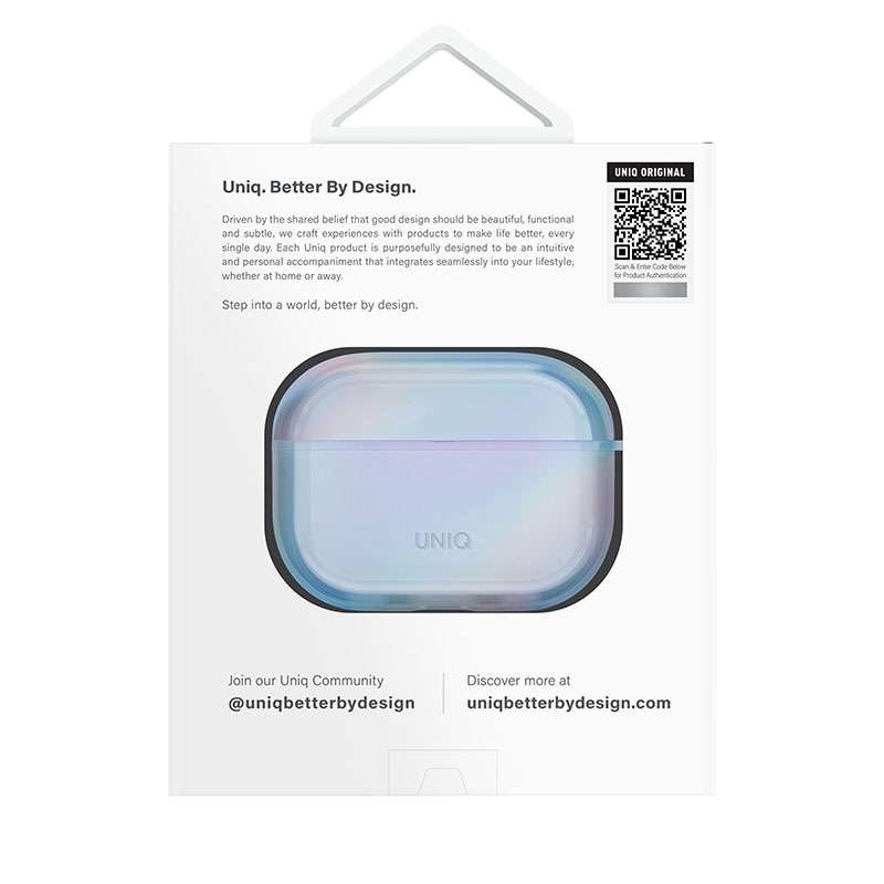 Uniq Iridescia Holographic Case for Apple AirPods Pro 2nd Gen with Carabiner – Blue