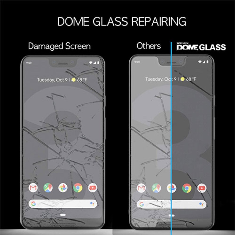 Google Pixel 3 Whitestone Dome Glass Tempered Glass Screen protector with UV