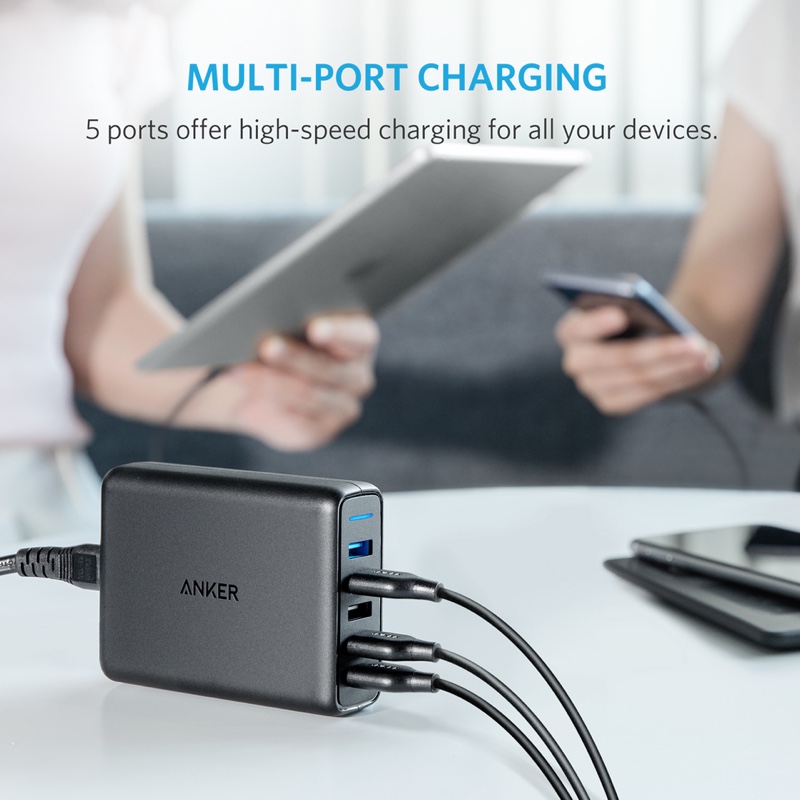Anker PowerPort Speed 5 with Dual Quick Charge 3.0 - Black - A2054L11