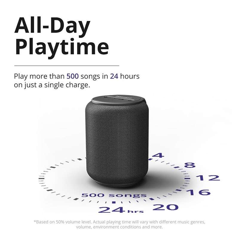 Tronsmart T6 Mini Upgraded Bluetooth Speaker TWS Speakers IPX6 Wireless Portable Speaker with 360 Degree Surround Sound, Voice Assistant - BLACK