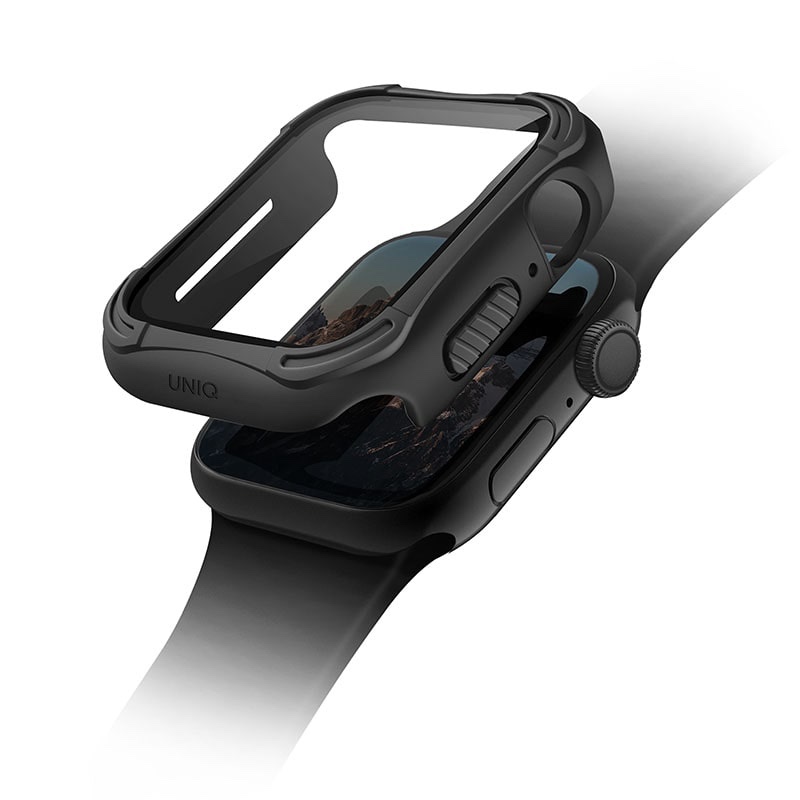 UNIQ TORRES Watch Case with Tempered Glass Screen Protection for Apple Watch Series 1-6 & SE 44MM - Midnight (Black)