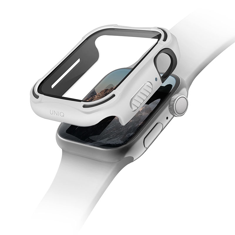 UNIQ TORRES Watch Case with Tempered Glass Screen Protector for Apple Watch Series 1-6 & SE (44MM) - Dove (White)