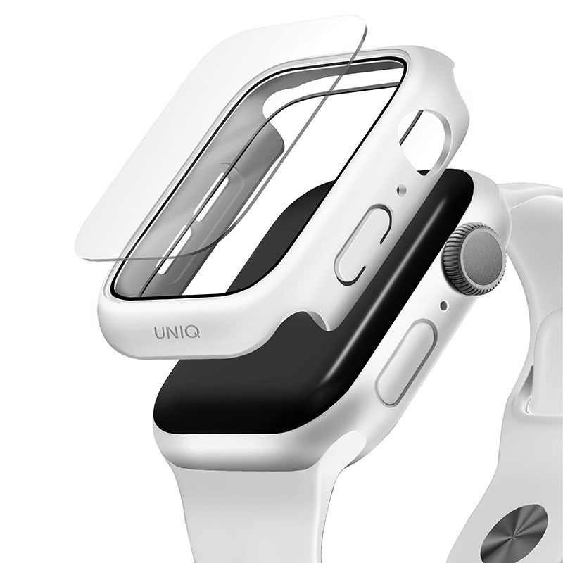 UNIQ NAUTIC Water-Resistant Watch Case with Glass Screen Protection for Series 1-6 & SE (44MM) - Dove (White)