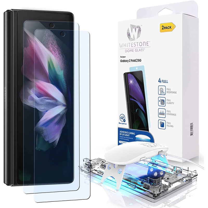 Whitestone [Dome Glass] Samsung Galaxy Z Fold 2 Dome Glass Tempered Glass Screen Protector - Pack of 2 with UV