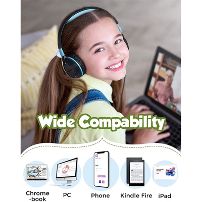 Mpow Che1 Kids Wired Headphones for Kids Teens Children with Volume Limit, Foldable Adjustable On-Ear Headphones for School, Travel, Compatible with Cellphones, Tablets, PC