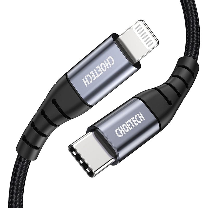 Choetech USB-C to Lightning Nylon Braided MFi Certified Cable (3m/9.8ft)  –  Black (IP0042)