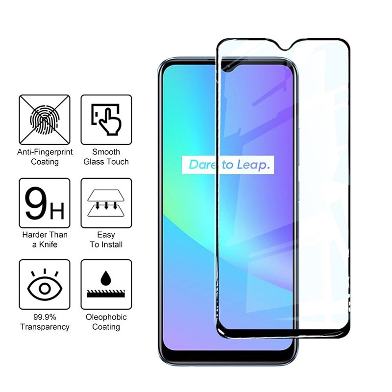 MOFI Premium Tempered Glass for Realme C25 Full Coverage Screen Protector 2.5D 9H – BLACK