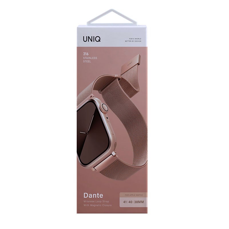 UNIQ DANTE Apple Watch Series 1-10 SE/SE2  Mesh Steel Strap 41/40/42 MM - (Rose Gold)