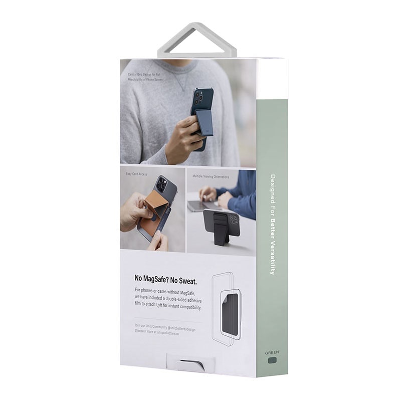 UNIQ LYFT Magnetic Snap - On Stand And Card Holder for Phone - Pine Green