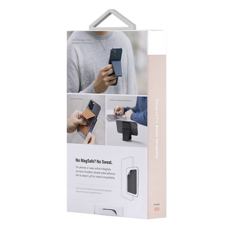 UNIQ LYFT Magnetic Snap – On Stand And Card Holder for Phone - Blush Pink