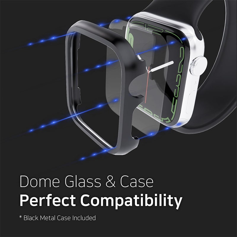 Whitestone Dome Glass for Apple Watch Series 7 & 8 (45mm) Tempered Glass Screen Protector [Liquid Dispersion Tech] With Case (Pack of 2) With Installation Kit