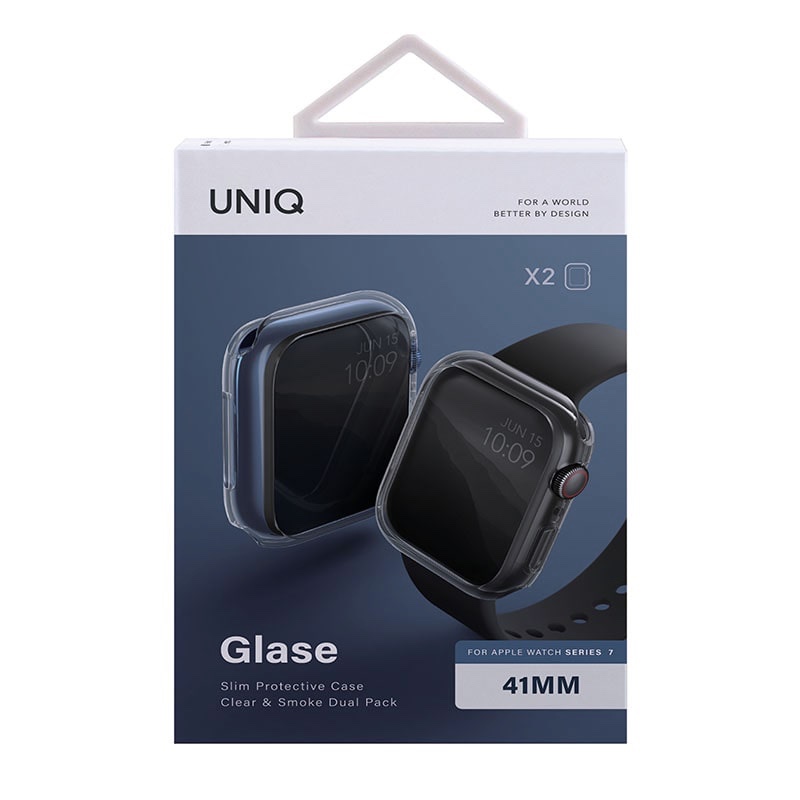 UNIQ GLASE Apple Watch Series 7/8/9 Case 41MM - Pack of 2 - Clear / Smoke