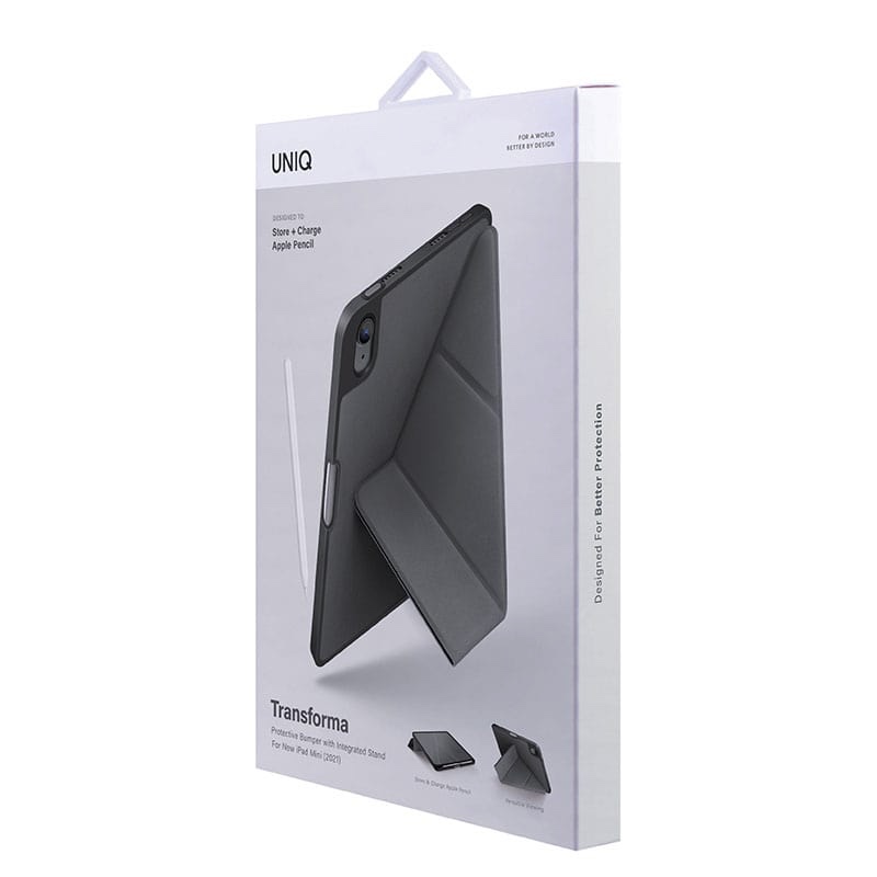 UNIQ TRANSFORMA iPad Mini (6th Gen 2021/7th Gen 2024) Antimicrobial Case - Charcoal (Grey)