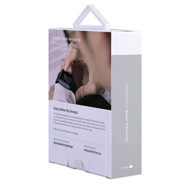 UNIQ LEGION Apple Watch Series 7/8/9 Case with 9H Tempered Glass Screen Protection 45MM – Dove (Clear)