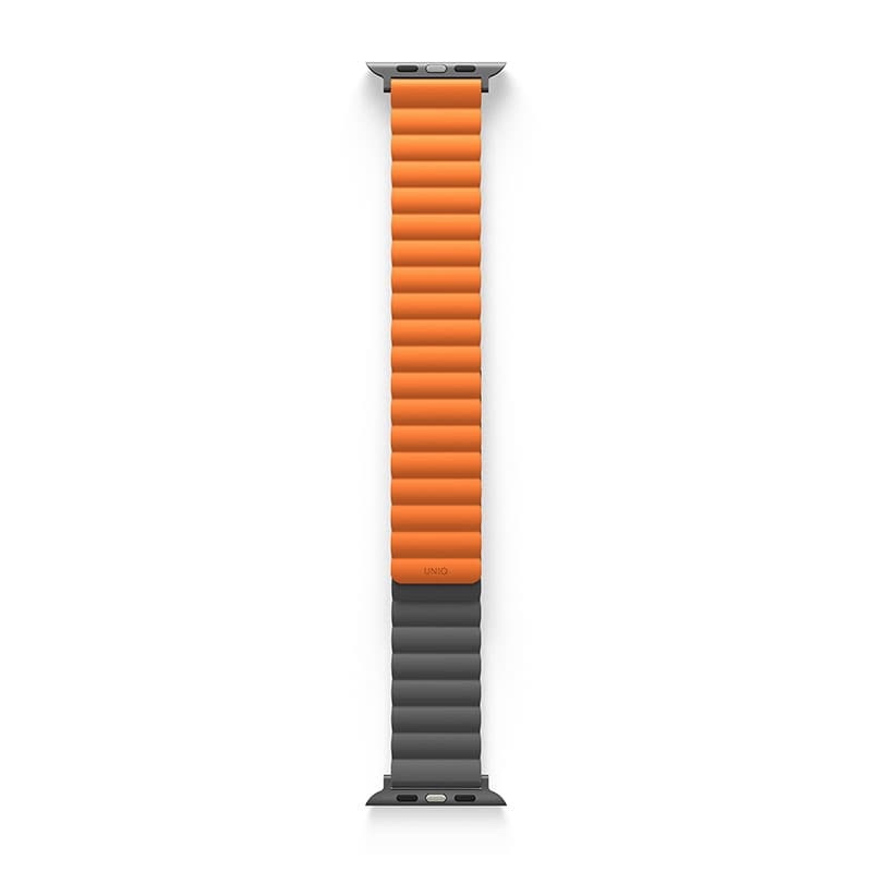 UNIQ Revix Reversible Magnetic Apple Watch Strap Series 1-10, SE/SE2 & Watch Ultra  49/45/44/46MM – Charcoal (Grey/Orange)