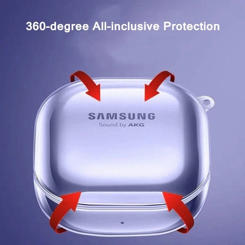 Protective Soft Silicone Case For Samsung Galaxy Buds 2/ Buds Live / Buds Pro – Transparent with Carabiner