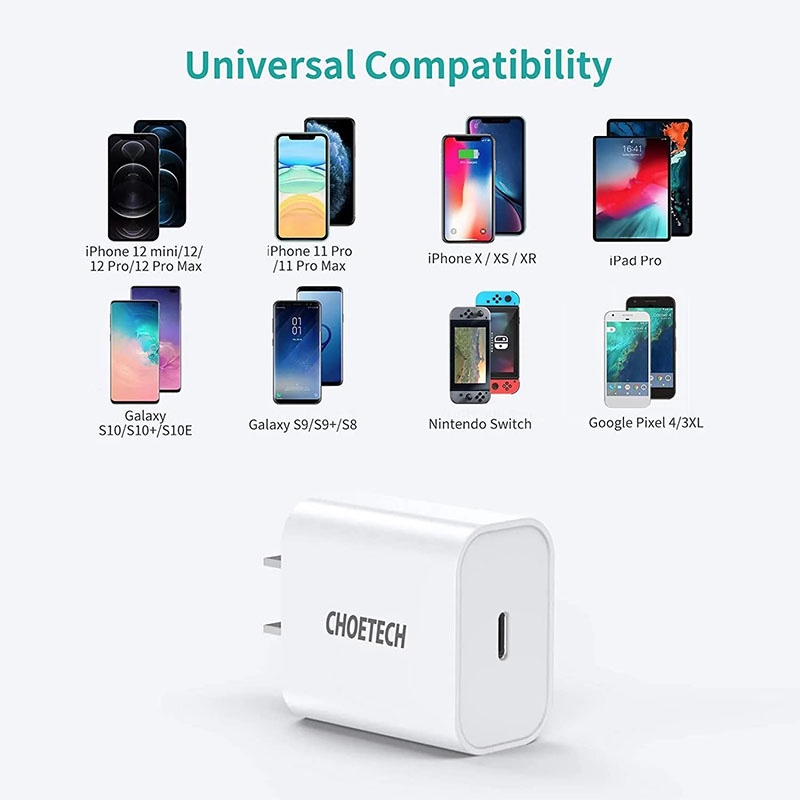 CHOETECH PD 20W Fast Type C Wall Charger - EU- White (Q5004)