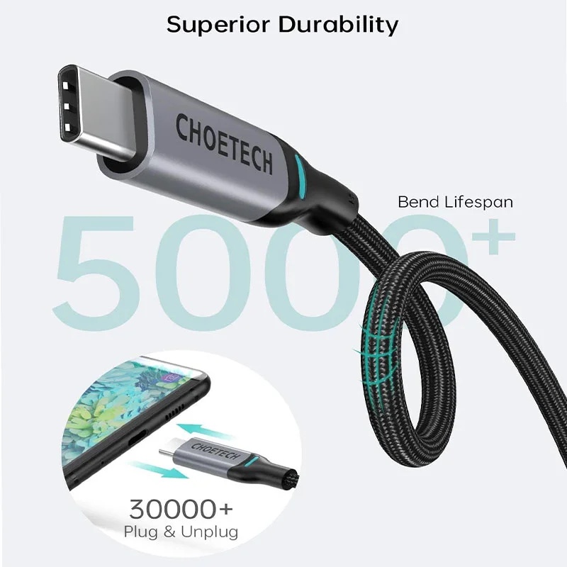 CHOETECH PD 100W USB-C to USB-C Cable 1.8M - Grey (XCC-1002)
