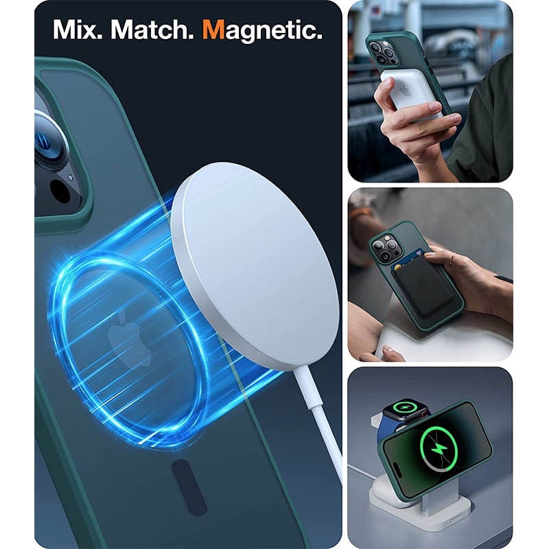 Torras Magnetic Guardian Series Phone Case for iPhone 14 Pro 6.1 Inch - Dark Green