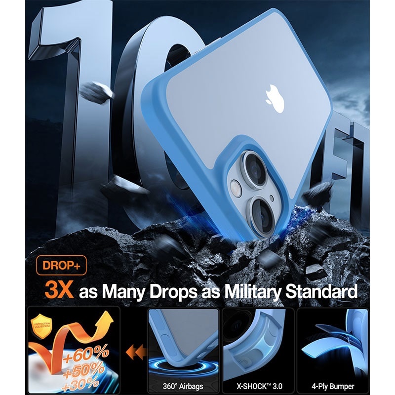 Torras Guardian Series Phone Case for iPhone 14 6.1 Inch - Light Blue