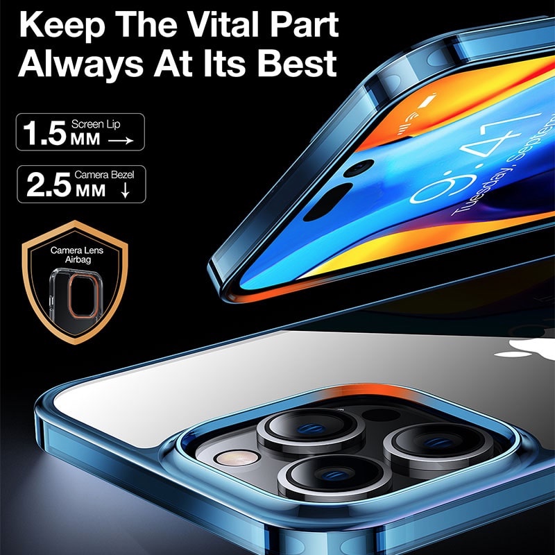 Torras Crystal Clear Series Phone Case for iPhone 14 Pro 6.1 Inch - Navy Blue