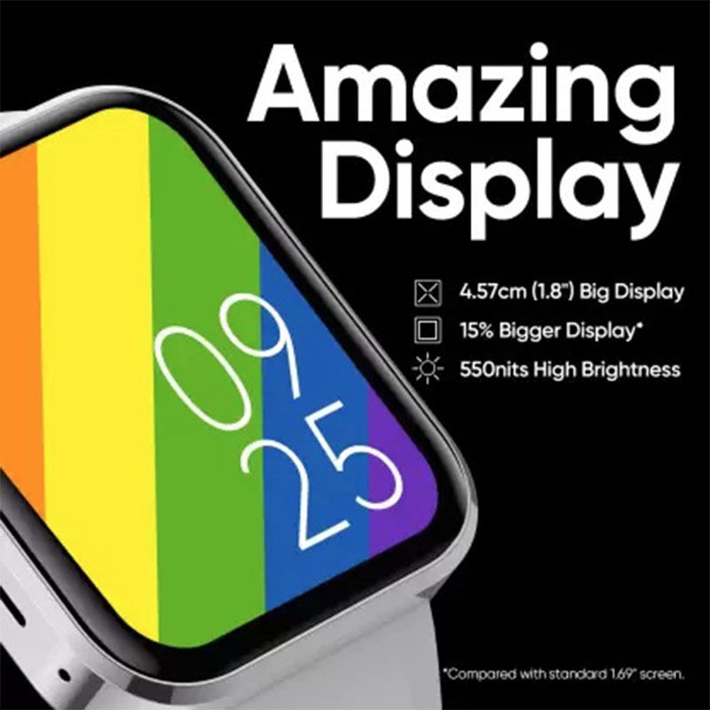 DIZO by realme Techlife Watch D Talk Smart Calling Watch with Big 1.8 Inch Screen – Grey