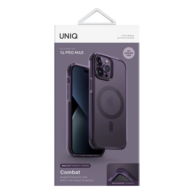 UNIQ Hybrid Combat (AF) Magsafe/Magclick Charging Compatible Phone Case for iPhone 14 Pro Max - Fig (Purple)