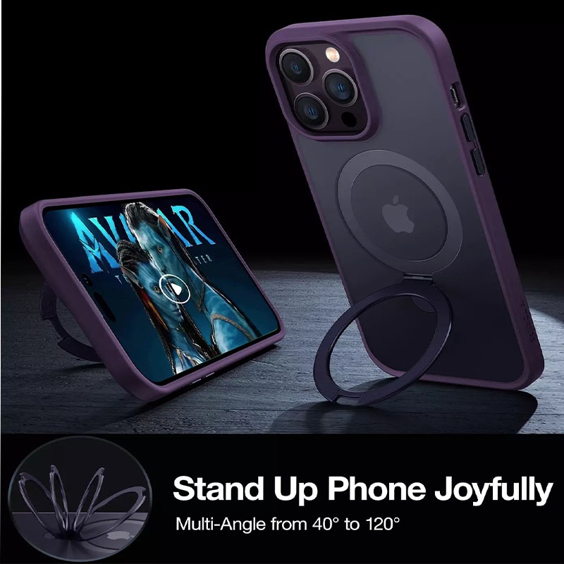 Torras UPRO Ostand Matte Series Phone Case for iPhone 14 Pro Max - Dark Purple