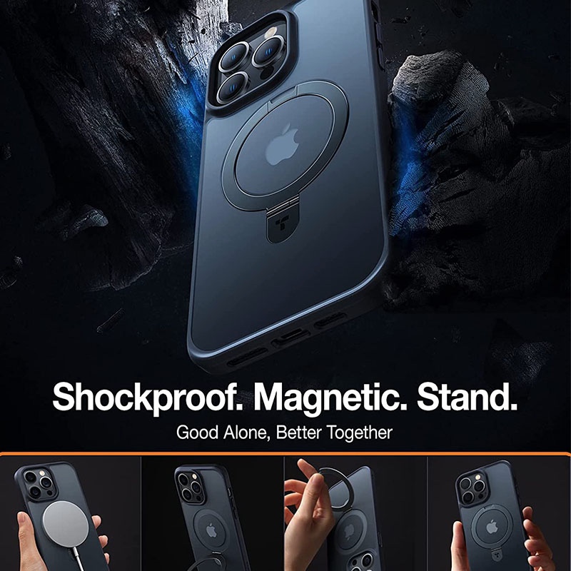 Torras UPRO Ostand Matte Series Phone Case for iPhone 13 Pro - Black