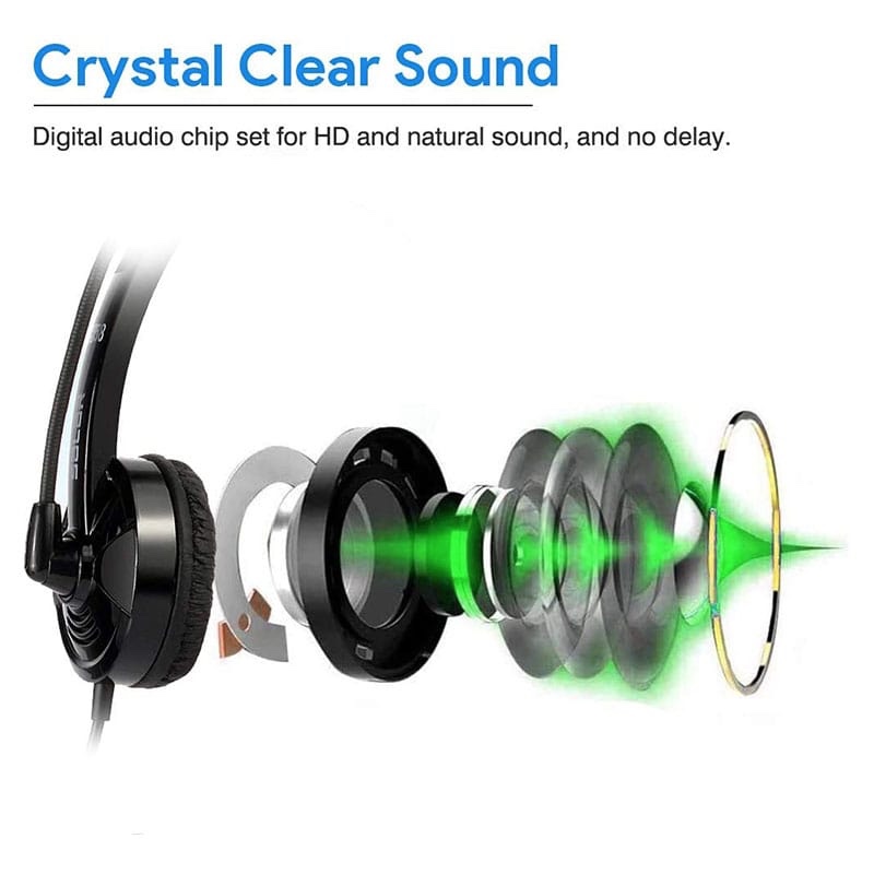 Salar H58 PC Wired Business Headphones USB 3.5mm Jack Comfortable Headset With Noise Cancelling Mic For PC Laptop Mac Computer - Black