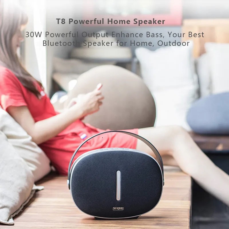 W-King T8 30W Outdoor Traveler Portable Wireless Bluetooth Speaker with Sub Woofer Bass HD Sound - Black